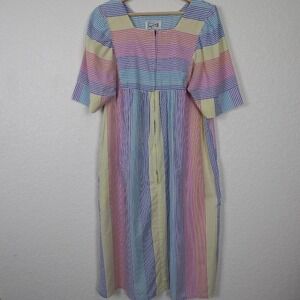 Saybury Women's Vintage Rainbow Striped‎ Dress SZ S Multicolor Cottagecore Boho
